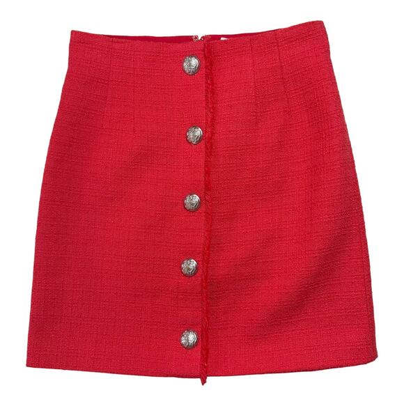 VERONICA BEARD Melia Tweed Orange Mini Skirt - Picture 3 of 8